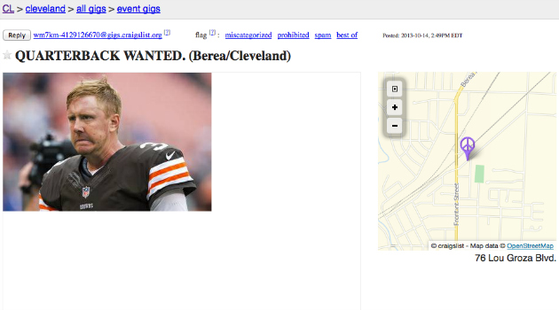 'Quarterback wanted' ad pops up on Cleveland Craigslist ...