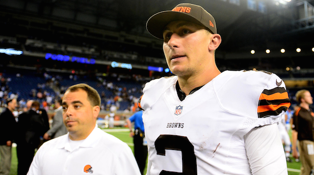 Mike Pettine says the Browns are 'very pleased' with where Johnny Manziel is.