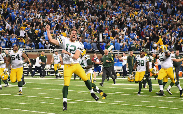 Aaron Rodgers just missed the Ford Field rafters on the final play. (USATSI)