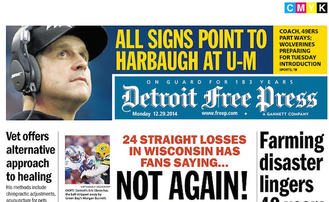 Image result for detroit free press john harbaugh picture