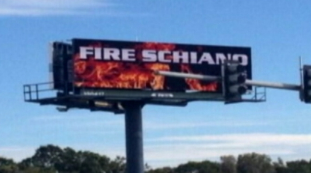 A 'Fire Schiano' billboard has cropped up in Tampa Bay.