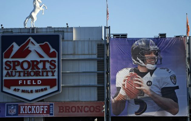A Joe Flacco banner outside the Broncos stadium? 