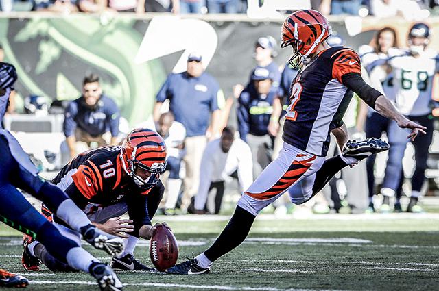 Mike Nugent didn't need that half-inch of deflection, thank you very much. (USATSI)