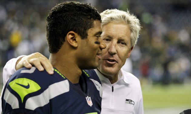 Seahawks coach Pete Carroll wasn’t going to let go of Wilson. (USATSI)