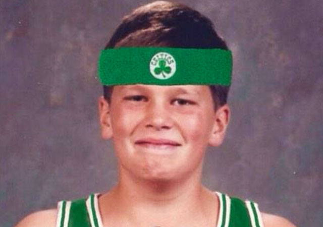 LOOK: Young Tom Brady in Celtics uniform wishes 2014 team good luck 