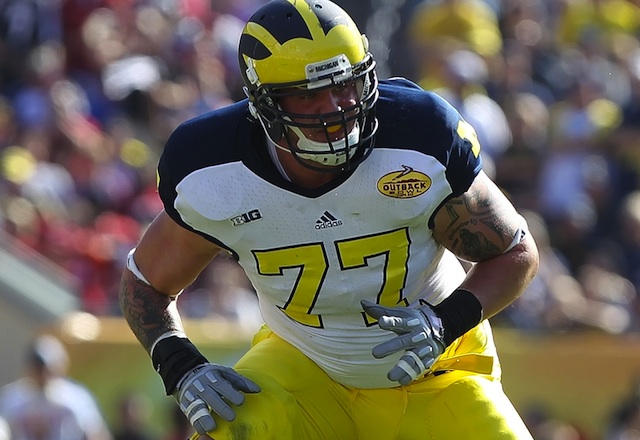 Michigan tackle Taylor Lewan will challenge the best defensive linemen and linebackers for the Lombardi Award. (USATSI)