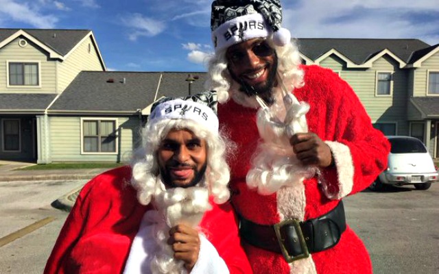 Patty Mills and Rasual Mills get in the holiday spirit.