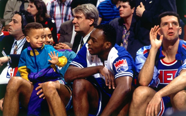 A young Stephen Curry at the 1992 three-point contest.